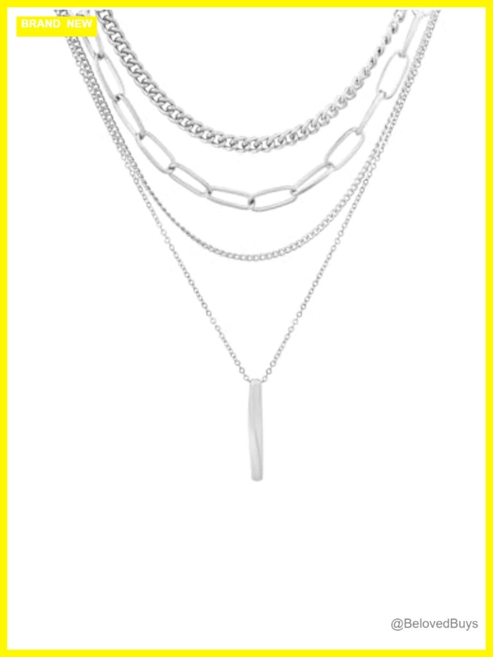 Layered Chunky Chain Bar Necklace Set Stainless Steel Grunge Punk Gothic